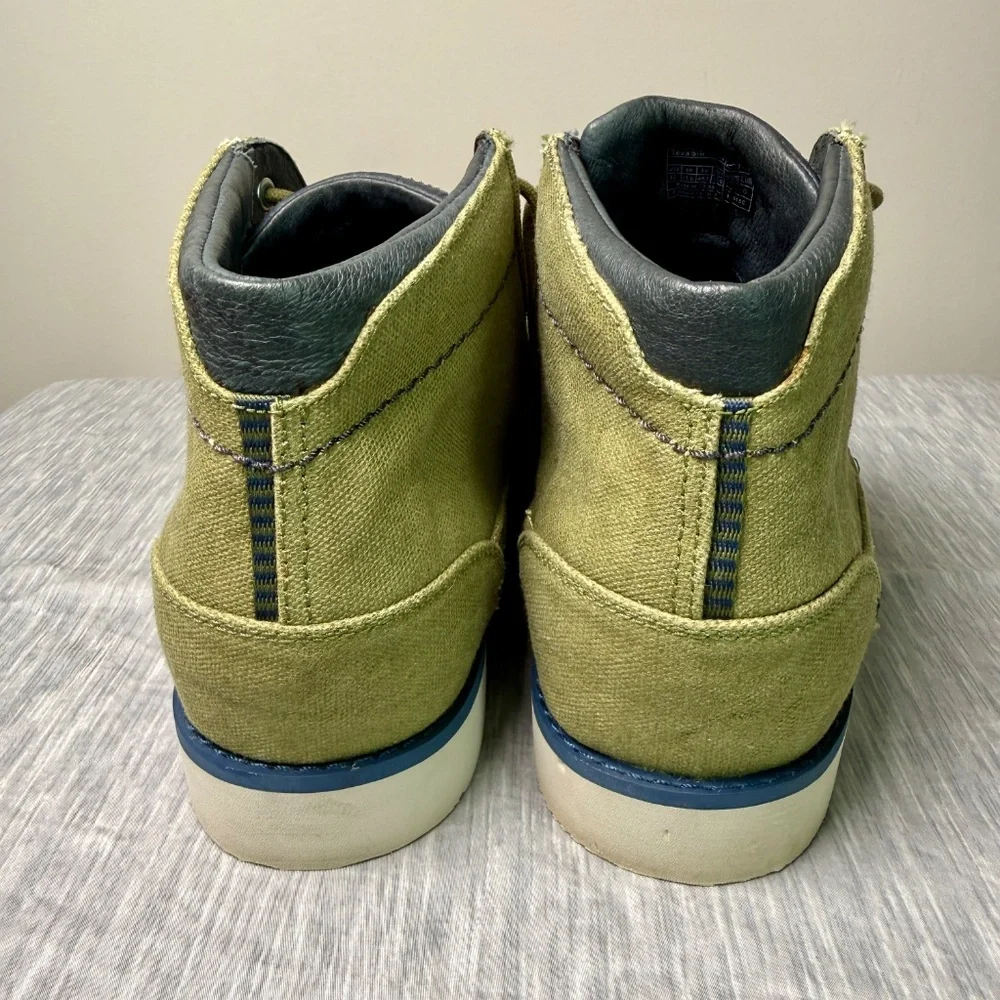 Teva Men's Canvas Chukka Boot Mens Size 12 Olive Green Blue Leather Trim Lace Up